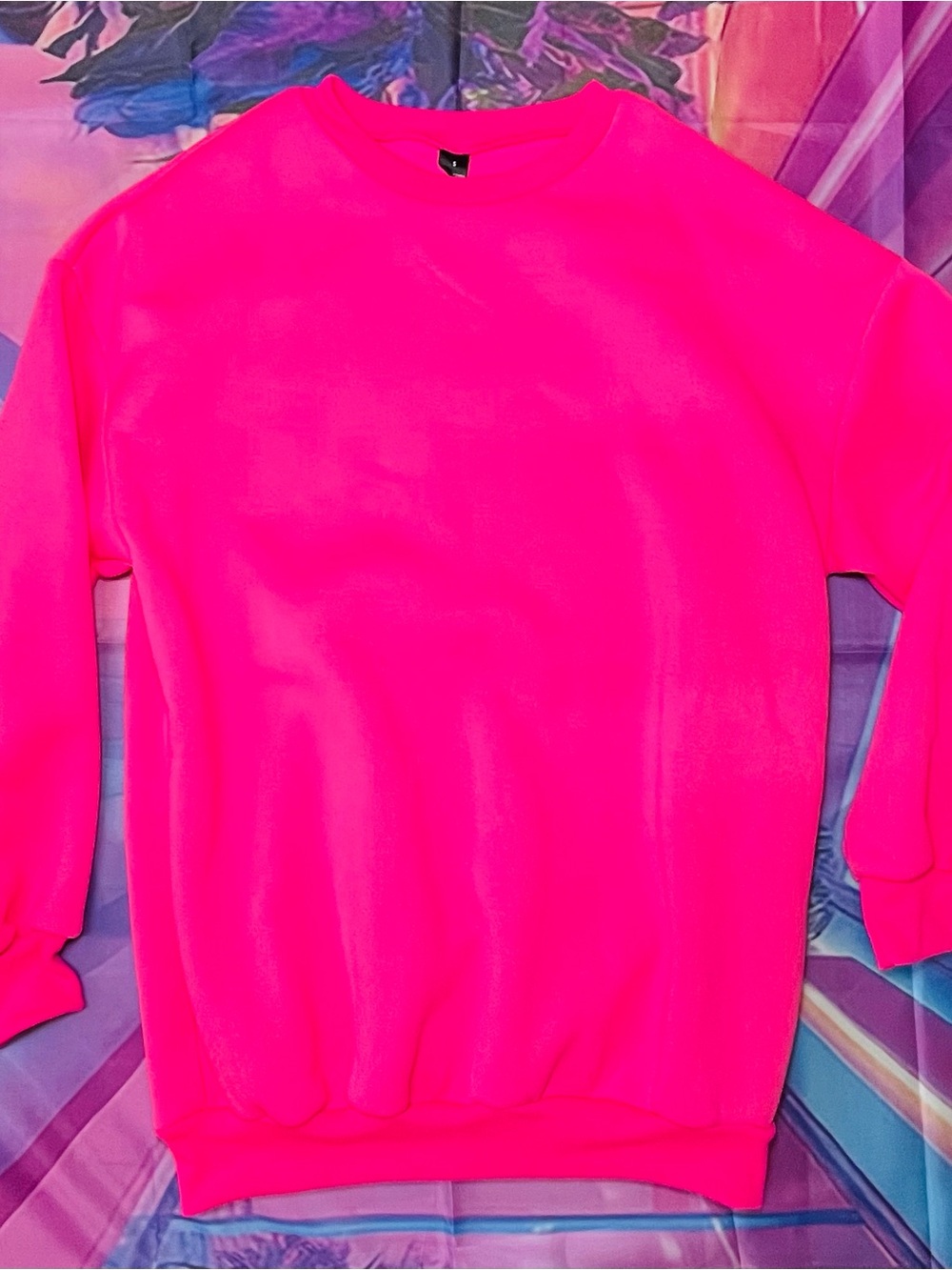 Neon Pink Sweatshirt Dress NWOT - Picture 2 of 5